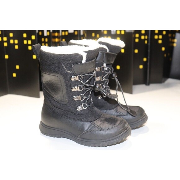 Eddie Bauer Black Insulated Winter Boots Adjustable Strap Kids Size 13M - Picture 1 of 16
